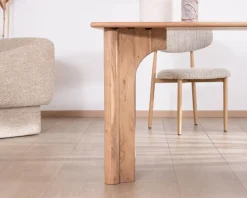 Table de repas rectangulaire 180 cm design scandinave "Alba" en acacia massif blanchi