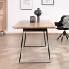 Table de repas rectangulaire design aéré en acacia et piètement métal noir "Puzzle" 175 cm