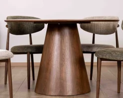 Table de repas ronde 120 cm plateau céramique blanc effet marbre 