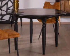 Table de repas ronde bicolore aspect laqué en bois "Pop Vintage" 120cm