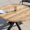 Table de repas ronde pour extérieur en teck et aluminium "Ozone" 130 cm