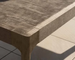 Table de repas spécial outdoor 240cm en teck finition sablée et grisée 