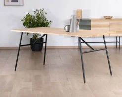 Table de repas style épuré japandi plateau bois pieds métal "Elegancy"
