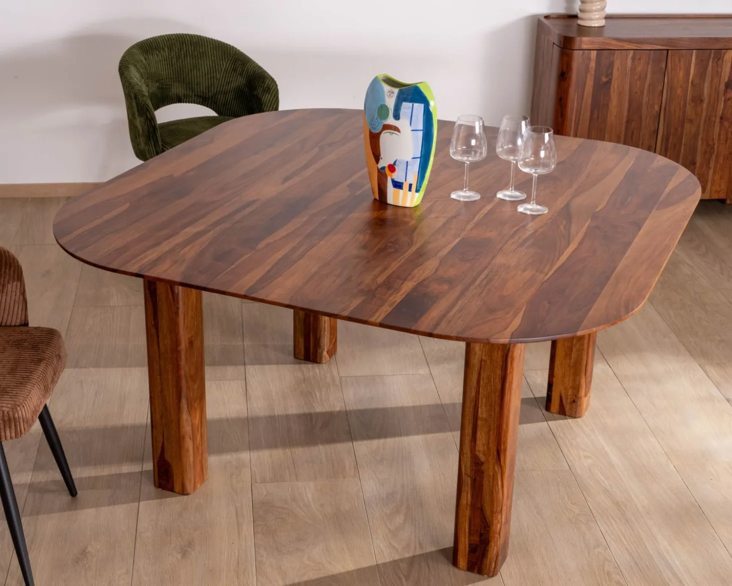 Table de salle à manger carrée en palissandre "Rosewood" 150 cm design rétro