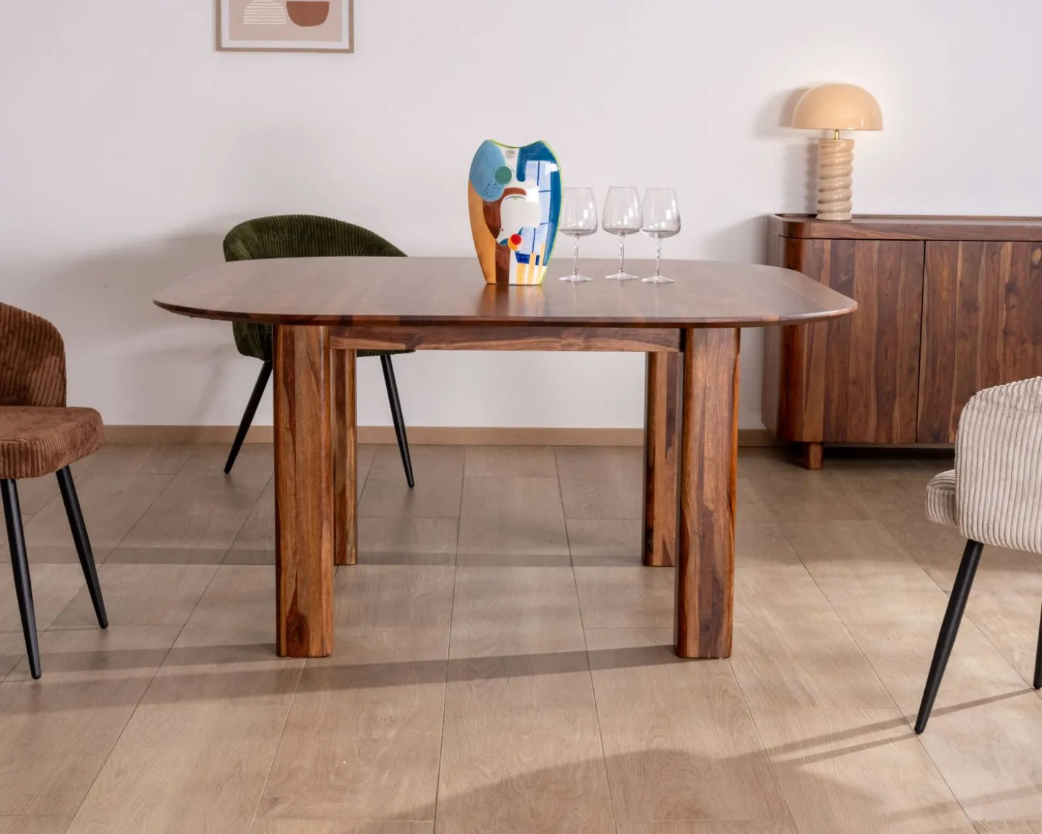 Table de salle à manger carrée en palissandre "Rosewood" 150 cm design rétro