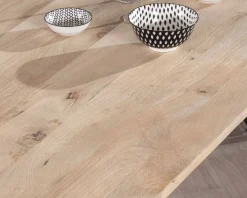 Table de salle à manger manguier massif 240cm piètement design bois et métal noir "Saturne coeval"