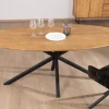 Table de salle à manger ovale en teck naturel "Bahia" pieds mikado métal