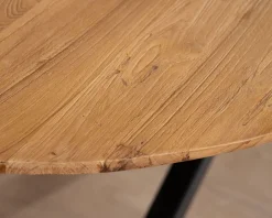 Table de salle à manger ovale en teck naturel "Bahia" pieds mikado métal
