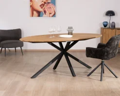 Table de salle à manger ovale en teck naturel 