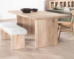 Table de salle à manger rectangulaire 180cm en manguier sablé pieds latéraux pleins "Maestro"