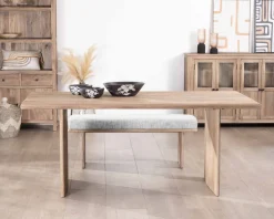 Table de salle à manger rectangulaire 180cm en manguier sablé pieds latéraux pleins