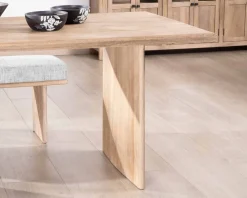 Table de salle à manger rectangulaire 180cm en manguier sablé pieds latéraux pleins