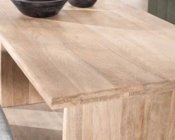 Table de salle à manger rectangulaire 180cm en manguier sablé pieds latéraux pleins