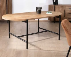 Table de salle à manger vintage en teck et métal "Troms" 200 x 100 cm