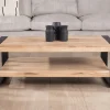 Table de salon 120 cm à double plateau métal et bois "Montréal"