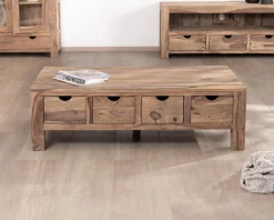 Table de salon 135 cm avec tiroirs recto-verso "Kalanohé" en palissandre