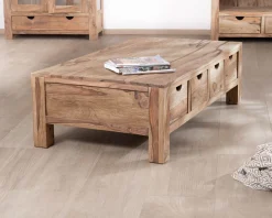 Table de salon 135 cm avec tiroirs recto-verso "Kalanohé" en palissandre