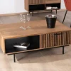 Table de salon 120 cm en teck recyclé "Opland" style rétro