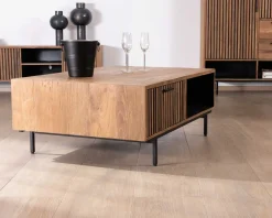 Table de salon 120 cm en teck recyclé "Opland" style rétro