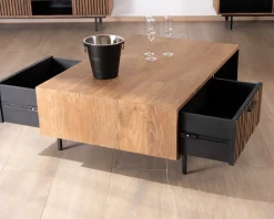 Table de salon 120 cm en teck recyclé 
