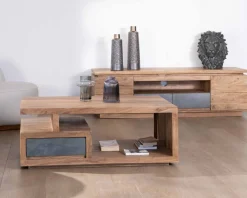 Table de salon contemporaine rectangulaire 120x70cm en acacia massif "Paguera"