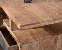 Table de salon contemporaine rectangulaire 120x70cm en acacia massif 