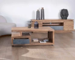 Table de salon contemporaine rectangulaire 120x70cm en acacia massif 