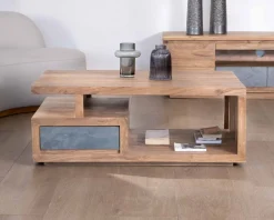 Table de salon contemporaine rectangulaire 120x70cm en acacia massif 