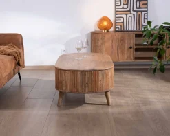 Table de salon design arrondi vintage en acacia 