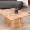 Table de salon design "Elki" en acacia avec pied central