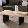 Table de salon design en acacia naturel et pieds métal plissés "Audacio"