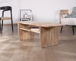 Table de salon design épuré en acacia avec niche "Trudy" 120 cm