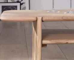 Table de salon design épuré en acacia avec niche "Trudy" 120 cm