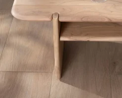 Table de salon design épuré en acacia avec niche 