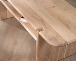 Table de salon design épuré en acacia avec niche 