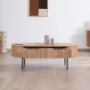 Table de salon ovale design newtro avec grand tiroir traversant "Bopee"