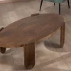 Table de salon ovale en manguier pieds cannelés "Loopie"