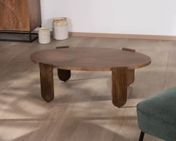 Table de salon ovale en manguier pieds cannelés 