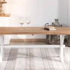 Table de salon rectangulaire en acacia et pied blanc style champêtre "Trégastel"