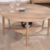 Table de salon ronde à double plateau en manguier "Plume" Diamètre 90 cm