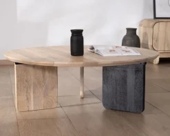 Table de salon ronde style épuré 