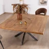 Table design carrée métal et bois massif "Bronx" 130x130cm