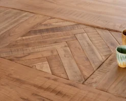 Table design carrée métal et bois massif "Bronx" 130x130cm