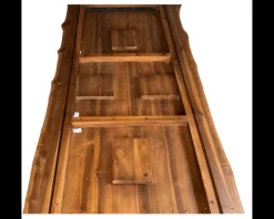 Table en bois massif recyclé et pieds étoile en métal noir 200 cm 