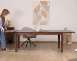 Table extensible en manguier massif teinte noyer "Sicora" 180 à cm esprit zen