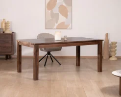 Table extensible en manguier massif teinte noyer