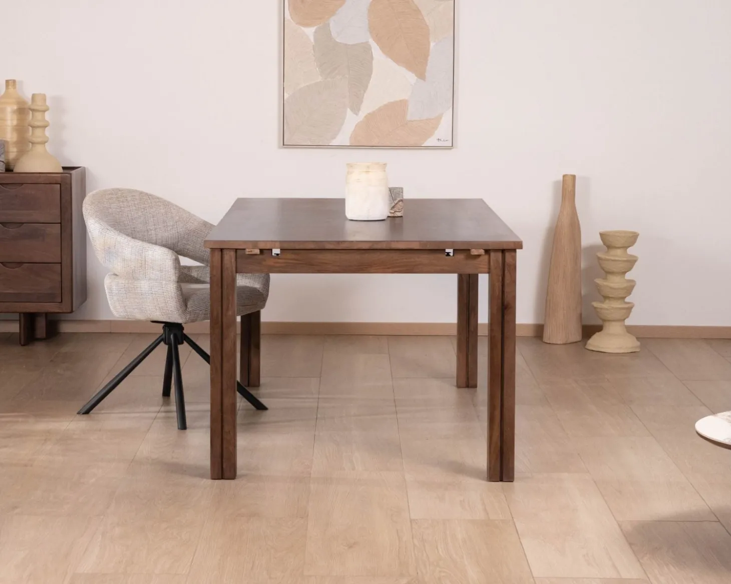 Table extensible en manguier massif teinte noyer "Sicora" 180 à cm esprit zen