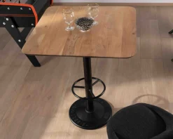 Table haute bistrot plateau carré acacia finition biseautée noire "Palaver Club"