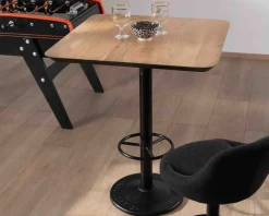 Table haute bistrot plateau carré acacia finition biseautée noire "Palaver Club"