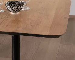 Table haute bistrot plateau carré acacia finition biseautée noire 